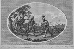 Charles Alfred Gallery: John II of France surrendering his sword to Denis de Morbeck at the Battle of Poitiers, 1356 (1793)