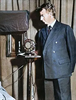 Innovation Prints: John Logie Baird watching the first play to be televised