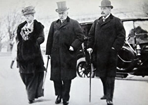 Overcoat Gallery: John Pierpont Morgan, American financier and banker, with his son and daughter, 1912