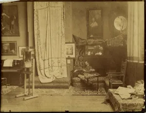 Sargent Prints: John Singer Sargent (1856-1925) in his workshop, c. 1890