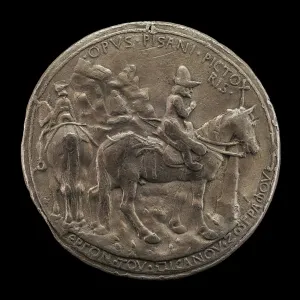Inscription Prints: John VIII Riding in a Rocky Landscape [reverse], 1438. Creator: Pisanello