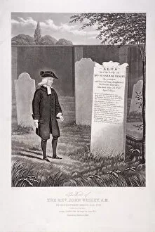 Susannah Collection: John Wesley visiting his mothers grave in 1779, Bunhill Fields, Finsbury, London, (c1850)