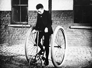 Rubber Prints: Johnny Dunlop riding his tricycle with rubber tyres, 1888