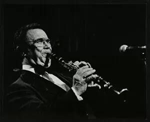 Johnny Gallery: Johnny Mince playing his clarinet, Stevenage, Hertfordshire, 1984. Artist: Denis Williams
