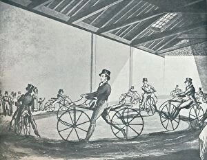 Baron Karl Von Drais Gallery: Johnsons Pedestrian Hobby-Horse Riding School at 377, Strand, 1819, (1912)