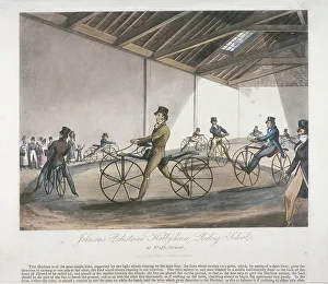 Hobby Horse Prints: Johnsons Pedestrian Hobbyhorse Riding School, the Strand, Westminster, London, 1819