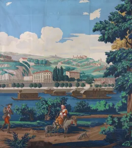 River Boat Prints: Three Joined Panels: The Views of Lyon, France, First edition, 1821. Creator: Unknown