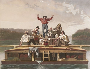 Jolly Prints: The Jolly Flat Boat Men, 1847. Creator: Thomas Doney