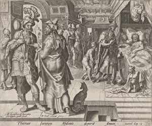 Maarten Jacobsz Van Heemskerck Gallery: Jonadab Counselling Amnon, from The Story of Tamar and Amnon, plate 1, 1559. 1559