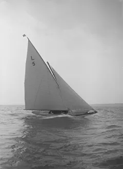 Jonquil heeling on upwind course, 1912. Creator: Kirk & Sons of Cowes Jonquil heeling on upwind course, 1912. Creator: Kirk & Sons of Cowes
