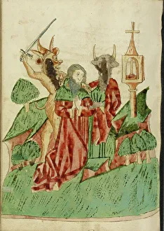 Good Versus Evil Prints: Josaphat Attacked by Two Demons; Barlaam und Josaphat