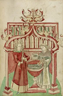 Convert Prints: Josaphat before the Baptismal Font with a Tonsured Cleric; Barlaam und Josaphat