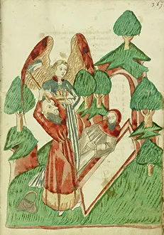 Burying Prints: Josaphat buries Barlaam, while an Angel Holds his Crown; Barlaam und Josaphat