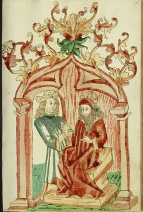 Diebold Lauber Prints: Josaphat and King Avenir in Conversation; Barlaam und Josaphat