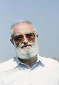 Luis Prints: Jose Luis Sampedro, Spanish writer, photo of 1990