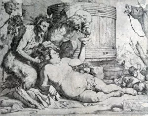 Blanco Y Negro Collection: Jose Ribera Pintor Espanol 1588 - 1652 Silenio Ebrio Grabado