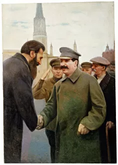 Communist Collection: Josef Stalin and the geophysicist Otto Y Schmidt, 1930s. Artist: Jakov Kalinichenko