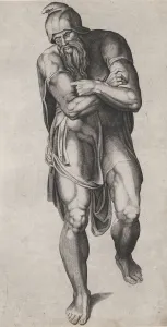 Beatrizet Nicolas Prints: Joseph of Arimathea, after Michelangelos Crucifixion fresco in the Cappella Paolina, V
