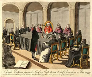 Alchemy Collection: Joseph Balsamo, comte de Cagliostro, before the Inquisition in Rome on April 14, 1791