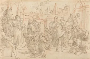 Group Of People Collection: Joseph and His Brother in Egypt [verso], 17th century. Creator: Unknown
