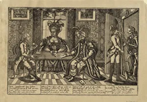 Joseph II, Catherine the Great and Sultan Abdul Hamid I playing cards, c. 1780. Artist