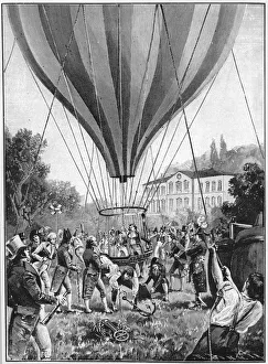 Joseph Louis Gay-Lussac making a balloon ascent from Paris, 14 September 1804 (1910). Artist: Unknown Joseph Louis Gay-Lussac making a balloon ascent from Paris, 14 September 1804 (1910). Artist: Unknown