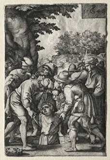 Georg Pencz German Prints: Joseph Lowered into a Well, 1546. Creator: Georg Pencz (German, c. 1500-1550)