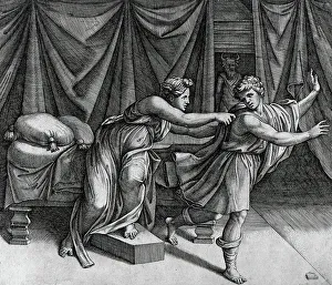 Joseph and Potiphar's Wife, c1520. Creator: Marcantonio Raimondi