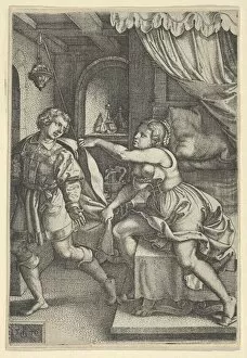 Jews Gallery: Joseph and Potiphars Wife, from The Story of Joseph, 1546. Creator: Georg Pencz