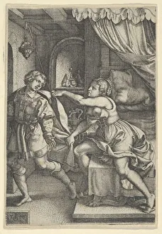 Pencz Georg Prints: Joseph and Potiphars Wife, from The Story of Joseph, 1546. Creator: Georg Pencz