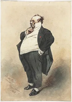 Black Ink Prints: Joseph Prudhomme Standing, 1868. Creator: Henry Bonaventure Monnier (French, 1805-1877)