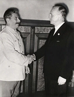Joseph Stalin and Joachim von Ribbertrop, 23 August 1939, 1939. Creator: Anonymous