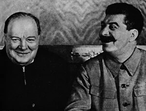 Winston Leonard Spencer Churchill Gallery: Joseph Stalin and Mr. Churchill (1942), (1945). Creator: Unknown