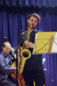 Josh Prints: Josh Arcoleo, Watermill Jazz Club, Dorking, Surrey, October 2015. Artist: Brian O Connor