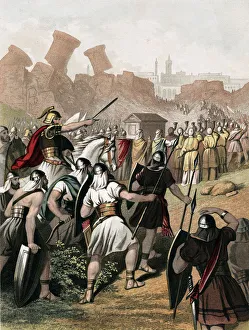 Joshua urges on his army outside the walls of Jericho, c1860 Joshua urges on his army outside the walls of Jericho, c1860