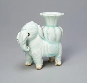 Incense Gallery: Joss-Stick Holder in the Form of an Elephant Holding a Lobed Vase, Yuan dynasty (1271-1368)