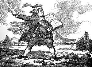 Croft Gallery: The Journalist with a view of Auchinleck or The Land of Stones, c 1786.Artist: Thomas Rowlandson