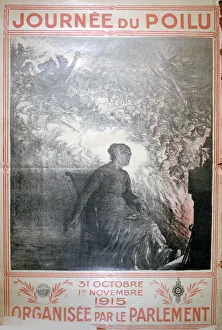 Anxious Collection: Journee du Poilu, 31 October-1 November 1915, French World War I poster, 1915