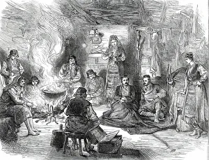 Cauldron Prints: A Journey into the Herzegovina: Interior of a Hut at Belovase, 1876. Creator: Unknown
