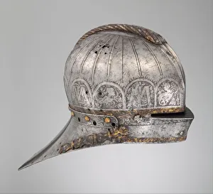 Letter M Prints: Jousting Sallet (Rennhut) Made for Louis II, King of Hungary and Bohemia, German, c1525