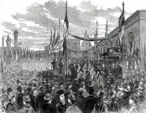 Jubilee of the Railway Locomotive Factory Works at Crewe, 1876. Creator: Unknown