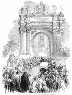 Reliquary Prints: Jubilee of St. Sang, at Bruges - the Procession to the Cathedral, 1850. Creator: Unknown