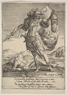 Canaan Gallery: Judah with the Head of Adonibezek, from Willem van Haecht, Tyrannorum proemia, 1578, 1578