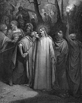 Disciple Gallery: Judas betraying Christ with a kiss, 1866. Artist: Gustave Dore