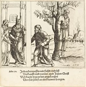 Judas Returns the Thirty Pieces of Silver, 1548. Creator: Augustin Hirschvogel