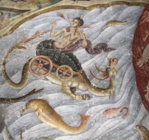 Kosovo Prints: The Last Judgment. Detail: The sea gave up its dead, 1321-1322. Artist: Anonymous