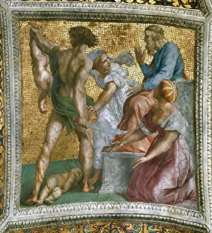 Motherly Love Gallery: The Judgment of Solomon (Ceiling Fresco in Stanza della Segnatura), ca 1510-1511. Creator