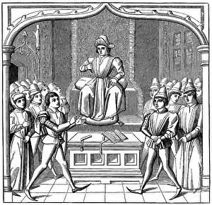 The Judicial Duel, the plaintiff opening his case before the judge, 15th century (1849) The Judicial Duel, the plaintiff opening his case before the judge, 15th century (1849)