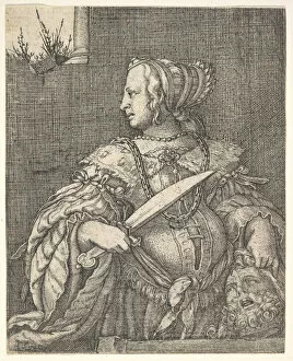 Barthel Beham Gallery: Judith, half-length and in profile to the left, a sword in her right hand