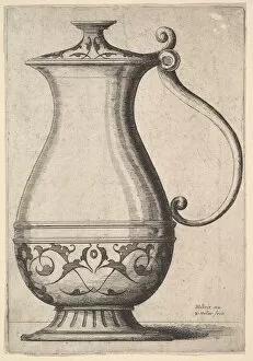 Jug with arabesques on the base, 1625-77. Creator: Wenceslaus Hollar